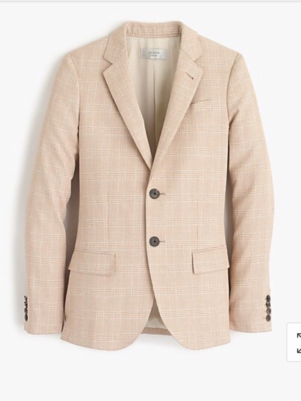 J. Crew Collection Ludlow Cream Plaid Blazer Beige Suit Jacket